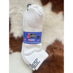 Justin Mens Low Cut Half Cushion Socks White 3 Pairs Size Large